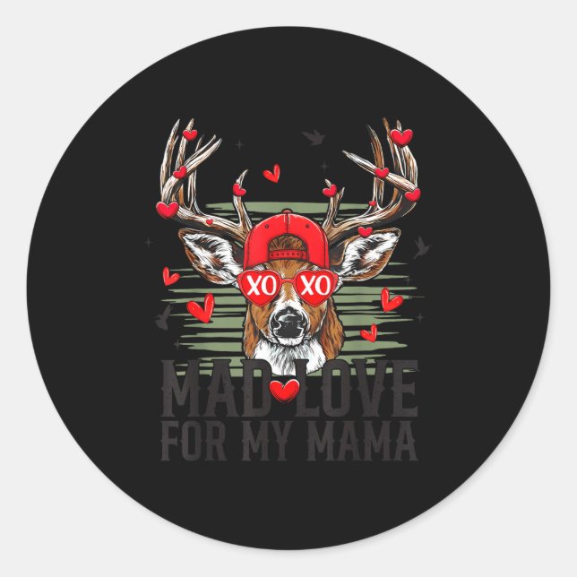 Mad Retro Love For My Mama Deer Hunting Happy Vale Classic Round Sticker (Front)