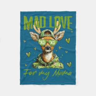 Mad Retro Love For My Mama Deer Hunting Happy Vale Fleece Blanket