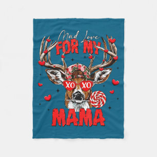 Mad Retro Love For My Mama Deer Hunting Happy Vale Fleece Blanket