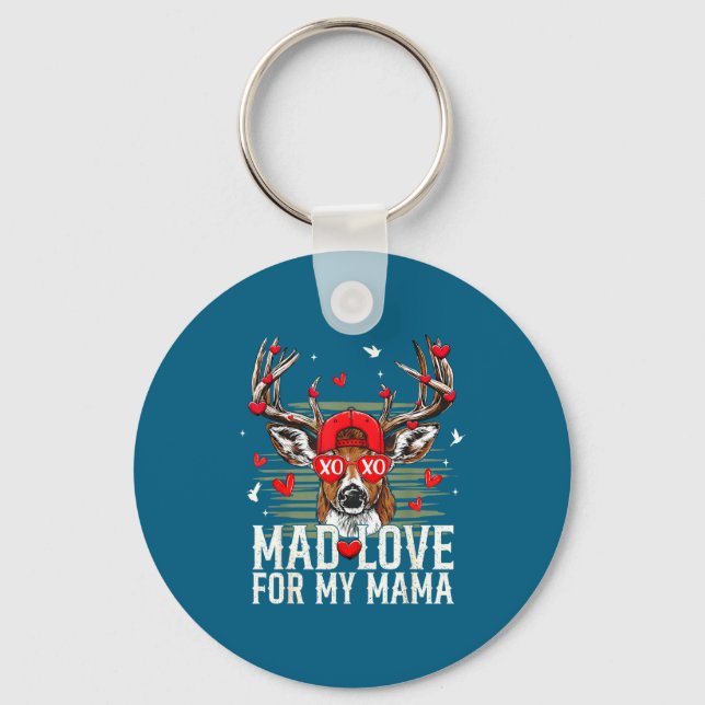 Mad Retro Love For My Mama Deer Hunting Happy Vale Key Ring (Front)