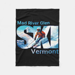 Mad River Glen Cool Skiing Vacation Ski Outdoor Sk Fleece Blanket