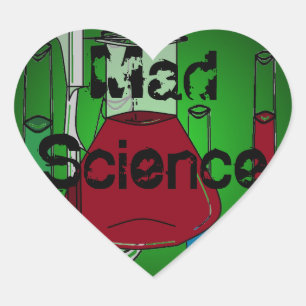 Mad Science Beakers Test Tubes Solutions Heart Sticker