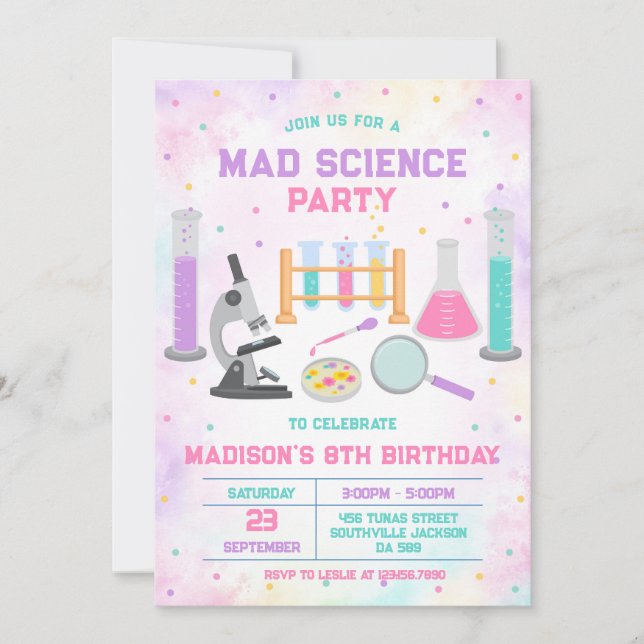 Mad Science Experiment Birthday Party Invitation (Front)