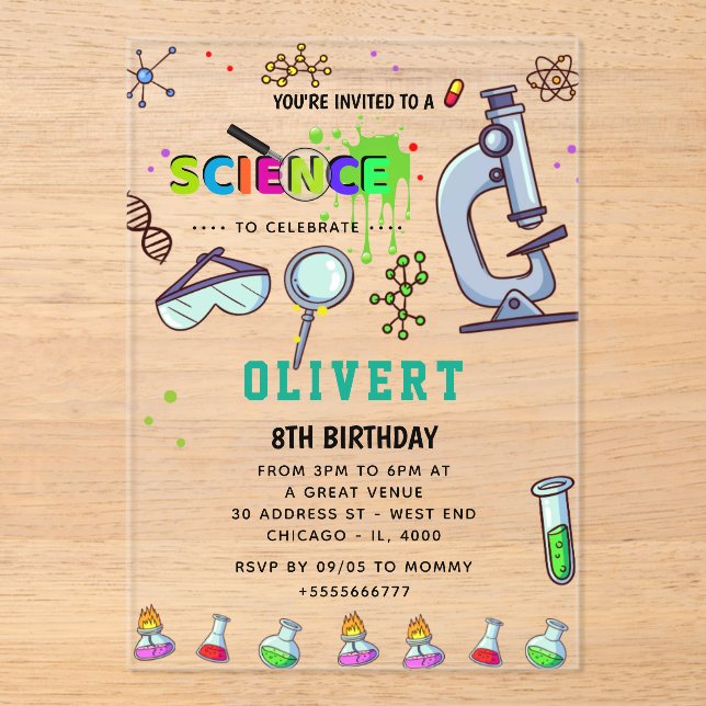  Mad Science Party Birthday Invitation (Front)