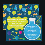 Mad Science Scientist Birthday Party Invitations<br><div class="desc">The background is a dark grey,  however you can change it by clicking on Customise It. You can also delete the image on the back if you need more room for information,  a map or photo. © Cindy Bendel Designs LLC All Rights Reserved.</div>