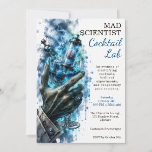 Mad Scientist Cocktail Lab Halloween Party Invitation