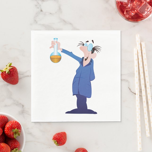 Mad Scientist Holding Beaker Fun Science Napkin (Creator Uploaded)
