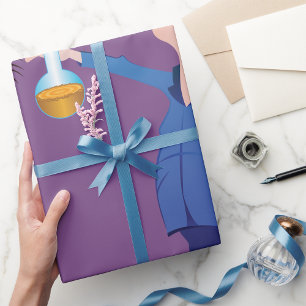 Mad Scientist Holding Beaker Fun Science Wrapping Paper
