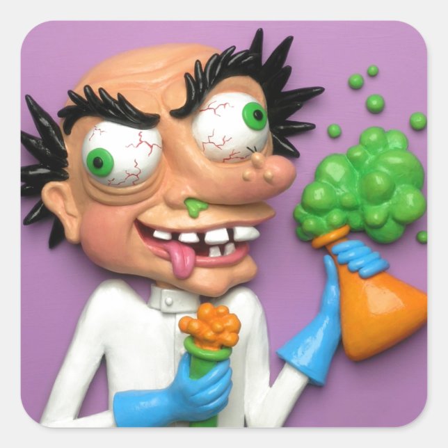 Mad Scientist Square Sticker (Front)
