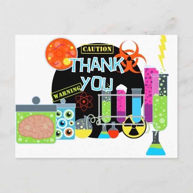 Mad Scientist Thank You Postcard (Front)