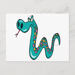 mad snake cartoon boa constrictor postcard