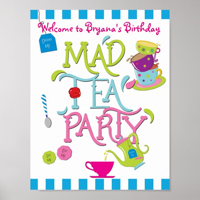 MAD TEA Party Birthday Welcome Table Sign (Front)