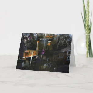 Mad World Mixed Media Original Art Greeting Card