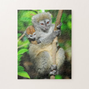 Madagascar, Andasibe, Ile Aux Lemuriens, Mother Jigsaw Puzzle