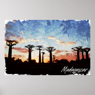 Madagascar Avenue of the Baobabs Panorama View Poster