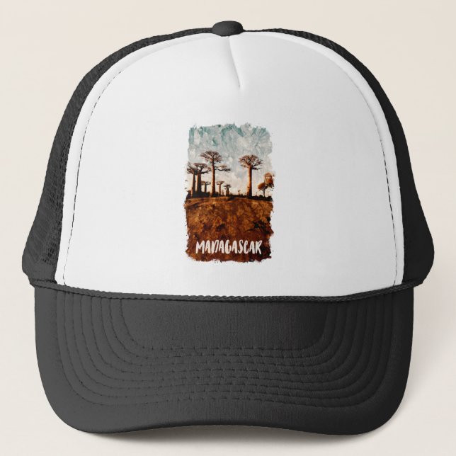 Madagascar Avenue of the Baobabs Scenery Trucker Hat (Front)