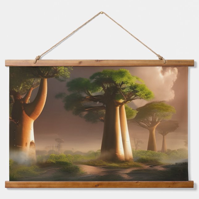 Madagascar Baobab Forest Fantasy   Hanging Tapestry (Front)