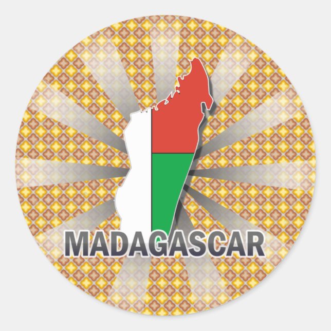 Madagascar Flag Map 2.0 Classic Round Sticker (Front)