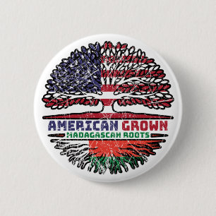 Madagascar Madagascan American USA Tree Roots Flag 6 Cm Round Badge