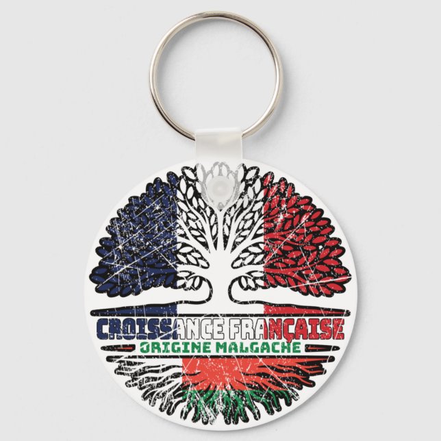 Madagascar Madagascan  French France Tree Roots Key Ring (Front)