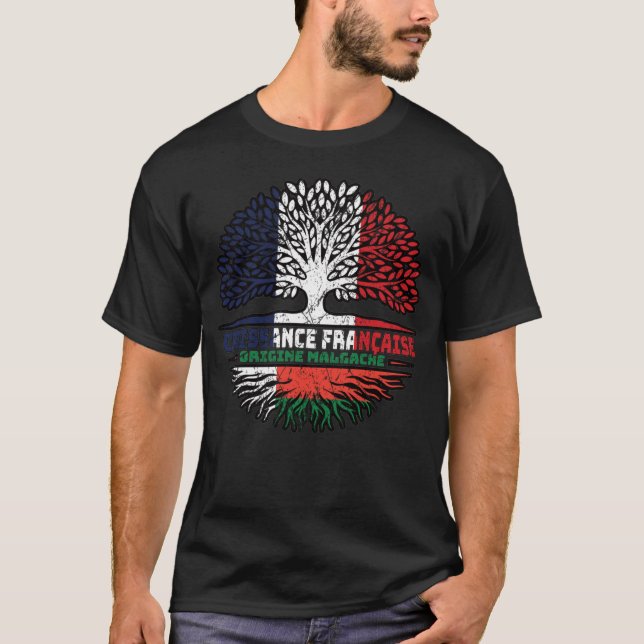 Madagascar Madagascan  French France Tree Roots T-Shirt (Front)