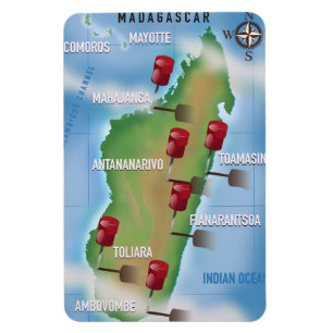 Madagascar Map vintage travel poster. Magnet