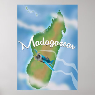 Madagascar Map vintage travel poster. Poster