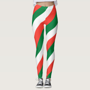 Madagascar National Flag Colours Diagonal Striped Leggings