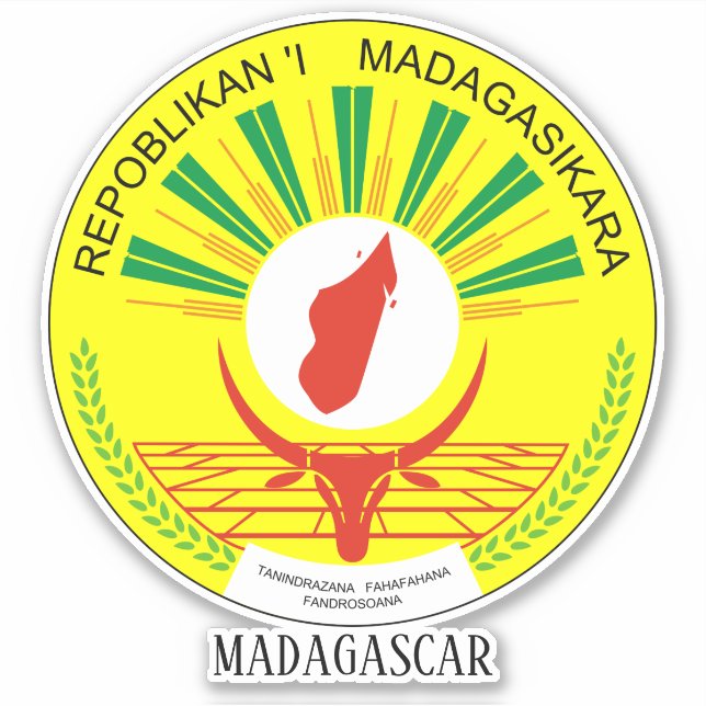 Madagascar National Seal Patriotic Sticker (Front)