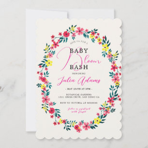 Madagascar Pink Periwinkle Flowers Baby Shower Invitation
