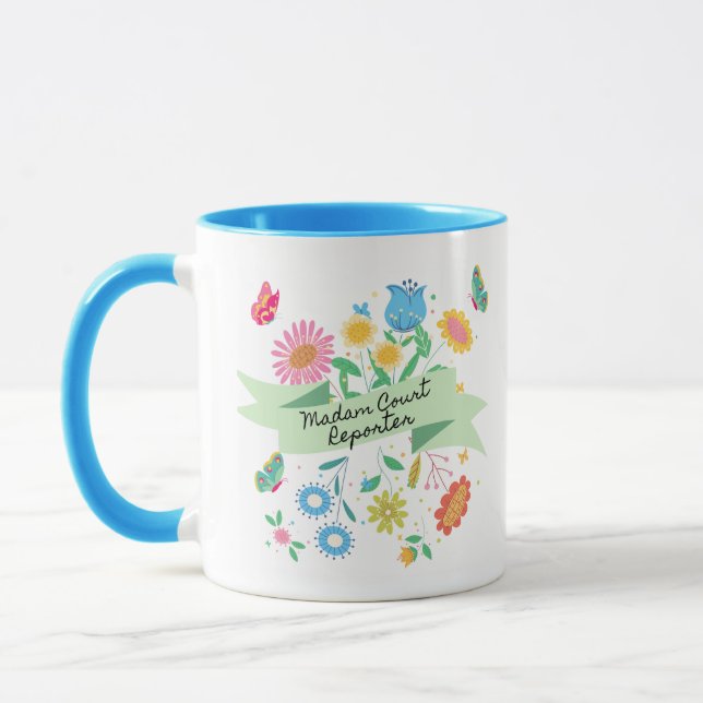 Madam Court Reporter Spring Floral Mug (Left)