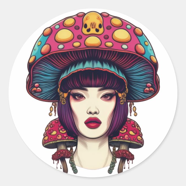 Madam Mushroom Classic Round Sticker (Front)