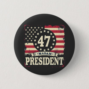 Madam President American flag 47 harris Walz 6 Cm Round Badge