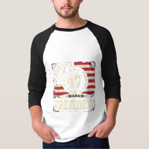 Madam President American flag 47 harris Walz T-Shirt