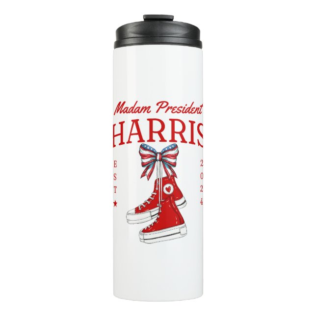  Madam President Harris 2024 Sneaker Meme Thermal Tumbler (Front)