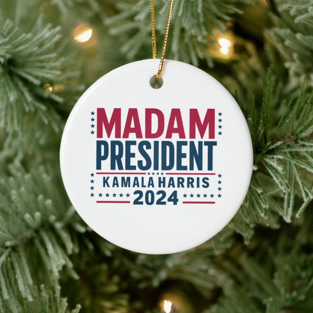 Madam President Kamala Harris 2024 Vote Democrat  Ceramic Tree Decoration (Tree)
