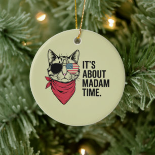 Madam Time President 2024 Kamala Harris DNC Rally Ceramic Tree Decoration