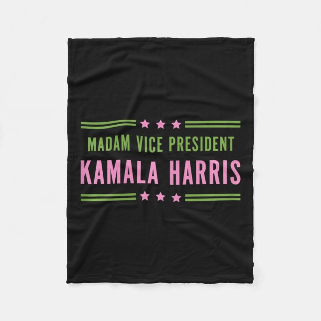 Madam Vice President Kamala Harris Pink Green  Fleece Blanket (Front)