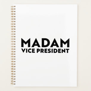 Madam Vice President white black modern typography Planner
