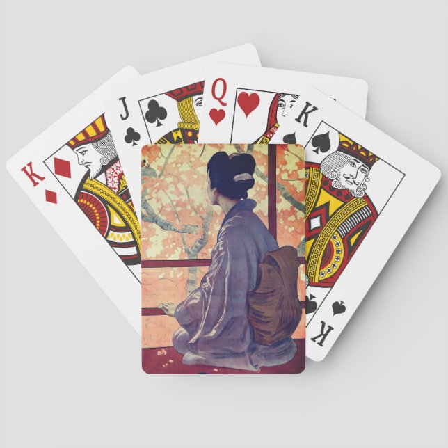 Madama Butterfly Vintage poster -detail (1904) Playing Cards (Back)