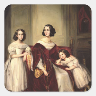 Madame de Nonjon and her Two Daughters, 1839 Square Sticker