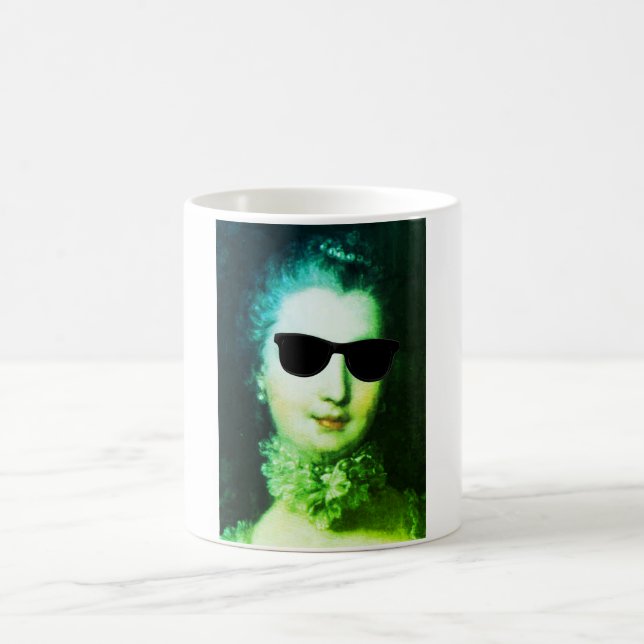 ♥ Madame de Pompadour with sunglasses crazy ♥ Coffee Mug (Center)