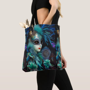 Madame Masquerade Teal Tote Bag