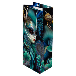 Madame Masquerade Teal  Wine Gift Bag
