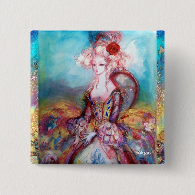 MADAME POMPADOUR Elegant Beauty Fashion 15 Cm Square Badge (Front)