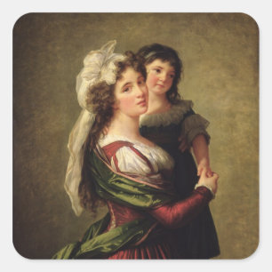 Madame Rousseau and her Daughter, 1789 Square Sticker