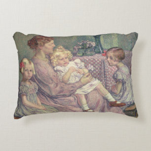 Madame van de Velde and her Children, 1903 Decorative Cushion