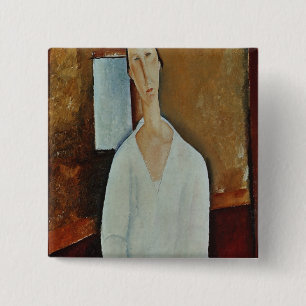 Madame Zborowska with Clasped Hands, c.1917 15 Cm Square Badge