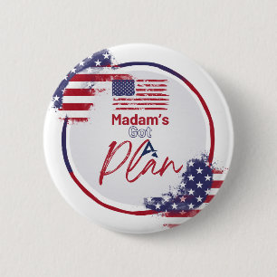 Madam's Got A Plan Patriotic American Flag 6 Cm Round Badge