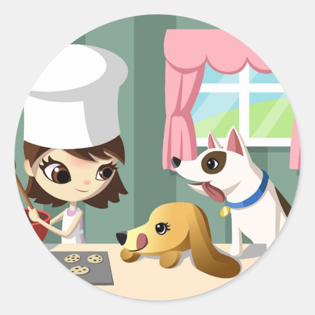 Maddi and the Hungry Pups Classic Round Sticker (Front)